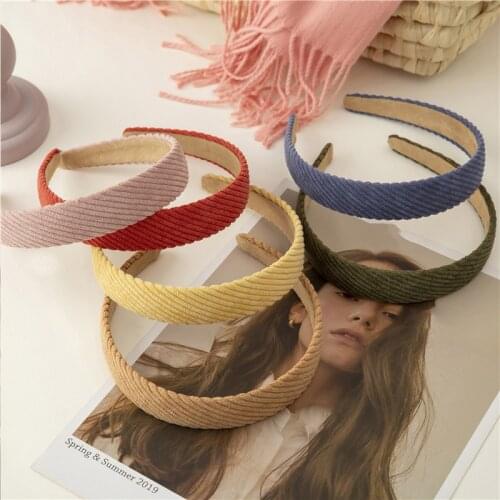 Retro Colorful Corduroy Headbands for Women stripes Match Hairbands Winter Fall Head Hoop Wide Girls Headwear Hair Accessories