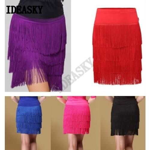 Ballroom Female Tassels Latin Dress Skirt Adult Women competition Practice wear Dancing Performamnce Dancewear Professional