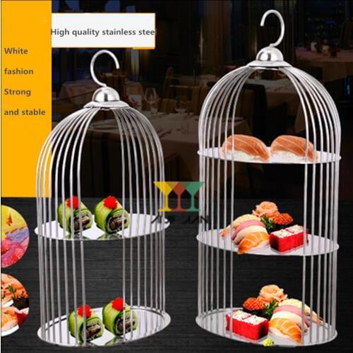 1 PCS European stainless Steel Dessert Plate Bird Cage Dessert Holder Fruit Plate Cutlery Cake Stand Pastry Fruit Stand