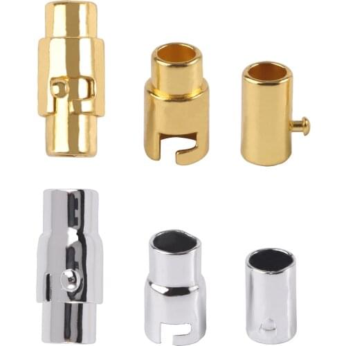 15x6mm 10sets Stainless Steel Silver Color Strong Magnetic Clasps Leather Cord Bracelet End Cap Connectors For Jewelry Making