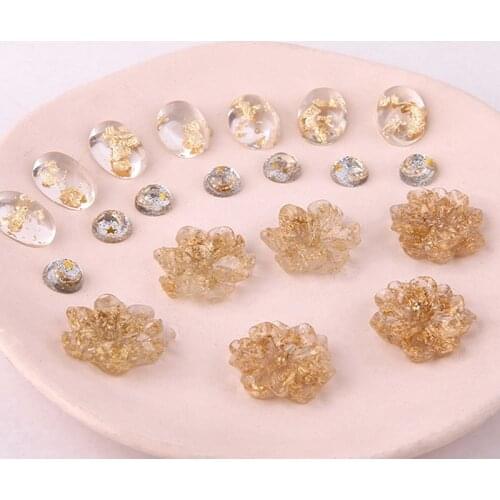 10pcs Hot Sale Resin Leopard Earring For Women Fashion Geometry Acetate Gold Foil Flower Oval Pendant Diy Jewelry Accessories