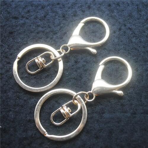 10PCS Metal Key Chains Sets Silver And Golden Colors With Lobster 65CM Length Ring Size 30MM Diameters Free Shippings