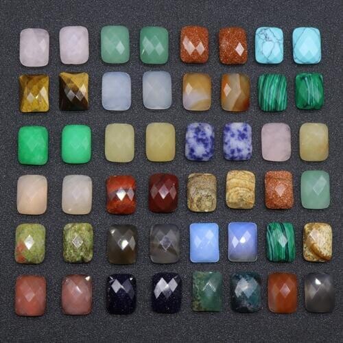 12x16mm Rectangle No Hole Beads Obsidian Agates Quartz Opal Malachite Natural Carnelian Cabochon Jewelry Accessories DIY Beads