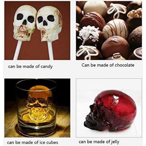 3D Skull Silicone Ice Maker Skull Shape Chocolate Mould Tray Ice Cream DIY Tool Whiskey Wine Cocktail Ice Cube 3D Silicone Mold