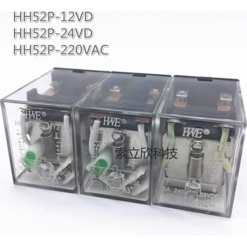 5PCS Intermediate Relay Hh52p-12vdc HH52P-12VDC HH52P-MY2NJ HH52P-24VDC HH52P MY2NJ 24vdc 220vac Small 8pin 5a