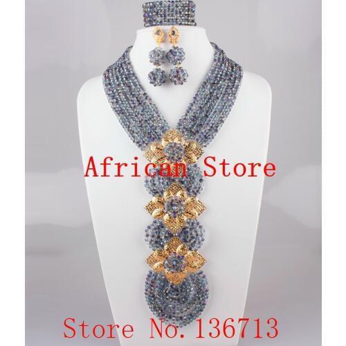 New year big sale! Classic Orange red blue Nigerian/african beads jewelry set sets in wedding party dinner dress for women L075