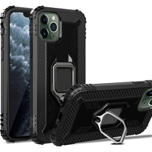 For Apple iphone 12 11 Pro Max 12Mini Case Soft Silicone carbon fiber Ring protect back cover for iphone xs max XR 6 7 8 Plus SE