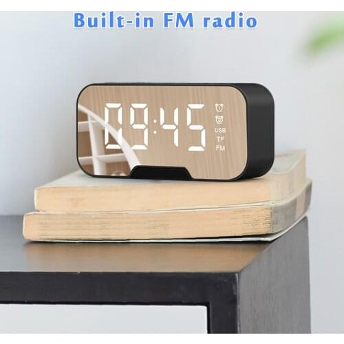 Digital Dual Alarm Clock Large Led Mirror Screen Display Multi-function Wireless Bluetooth Speaker Mp3 Home Decor Digital Clock