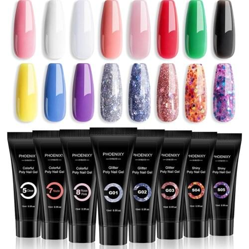 15pc/lot Reflective Glitter Extension Nail Gel 15ml Gel Polish All For Manicure Building Gel Semi Permanent Soak Off Nail Art