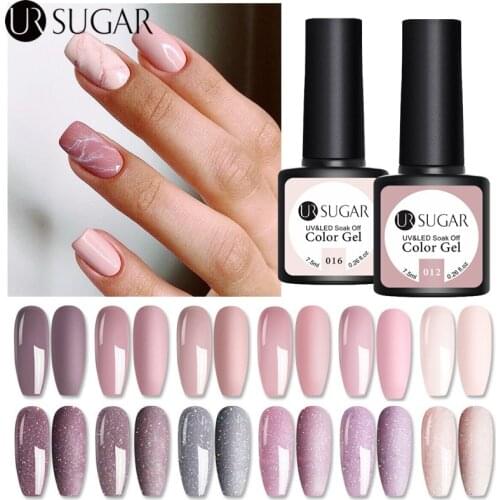 UR SUGAR 7.5ml Jelly Pink Nude Color Nail Gel Polish Semi-Permanent Color Nail Varnish Soak Off UV LED Nails Art Gel