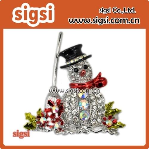 Rhinestone crystal Christmas Snowmen Brooch Pin enamel flower decoration snowmen Christmas pin Gifts