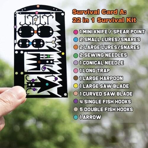 17 In 1 Fishing Gear Hook Card Outdoor EDC Tools Outdoor Camping Equipment Emergency Supplies Multifunctional Survival Tools