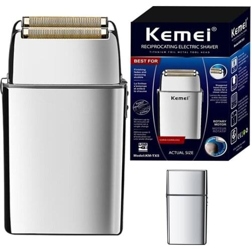 Kemei TX5 Pro metal housing barber shop hair electric shaver for men beard bald head shaving machine rechargeable electric razor