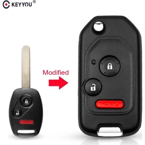 KEYYOU Modified Remote 2/3/4 Button Flip Car Key Shell Case For Honda Accord Civic 2006-2011 CRV 2018 Pilot fit With Rubber Pad