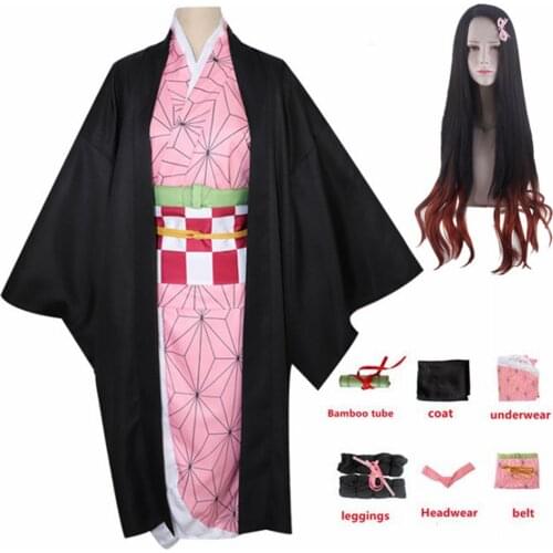 Adult Woman Japan Kimono Anime Demon Slayer Kimetsu no Yaiba Kamado Nezuko Full Cosplay Costume
