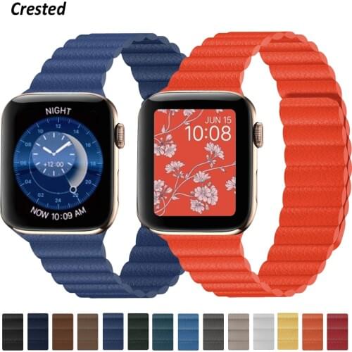 Leather loop for Apple Watch band 44mm 40mm 38mm 42mm Magnetic smartwatch wristband belt bracelet iWatch series 3 4 5 se 6 strap