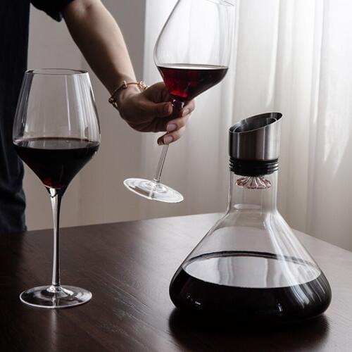 1L Handmade Waterfall Glass Wine Decanter Jug Crystal Wine Brandy Pourer Aerator Champagne Bottle Home Restaurant Bar Supplies