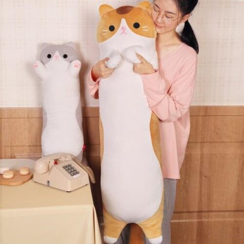 Cute Super Soft Animal Cat Plush Sleeping Pillow Big Cartoon Kitten Toy Doll for Kids Gift 43inch 110cm DY50948