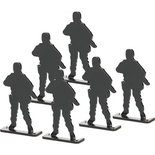Airsoft Target Military Black Shooting Target (6pcs) Standing Army Shape Style Target for Hunting Shooting Use gs36-0016