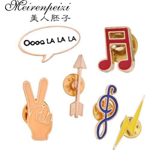 Fashion Jewelry K-POP Badge Accessories For Clothes Hat Scarf Note Arrow Lightning Design Creative Enamel Brooches For Women Pin