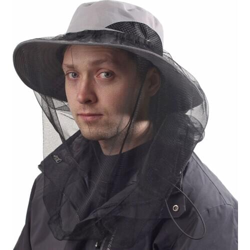New Outdoor Mesh Mosquito Hat Sunscreen Quick-Drying Fisherman Hat Fishing Mountaineering Multi-Function Sunshade Big Brim Hat