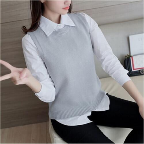 New Fashion Sleeveless Knitted Sweater Vest Autumn Loose Pullover Knit Vest Top women Casual Winter Sweater Vest Women ZY5264