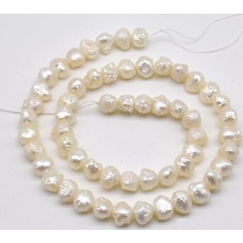 New Arriver Loose Pearl Jewellery,6-8MM White Real Freshwater Pearl Jewellery,Irregular One Full Strand Woman DIY Jewellery