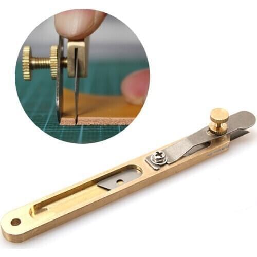 DIY Incision Cutter Knife Copper Trimming Knife With Blade Leather Cutting Tool Patchwork Fabric Splitter for Leather Tools
