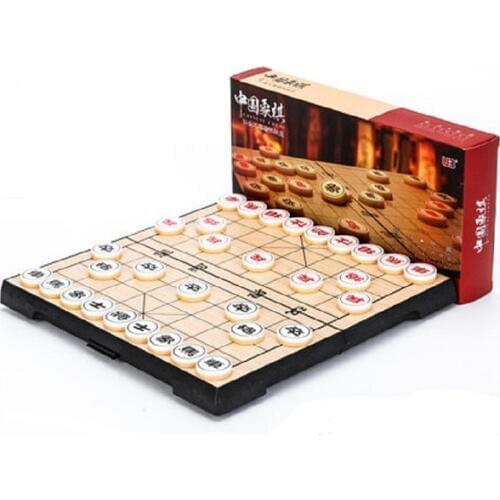 Portable Chinese Chess Set Magnetic Foldable Board Game 25*25*2 cm Xiangqi Travel Chess Game for Entertainment