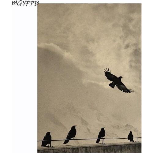 Flying crow Lori Kraft Paper Poster Home Room Bedroom Wall Decoration Painting Core 50.5x35cm