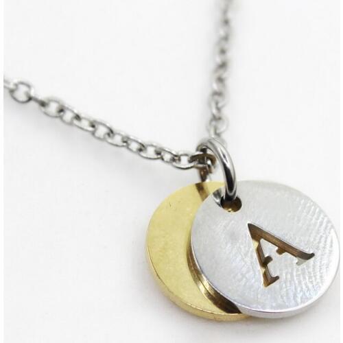 Drop-Shipping Letter A-Z Initial Necklace Pendant Women Men Jewelry Stainless Steel Round Coin Alphabet Necklace Jewelry