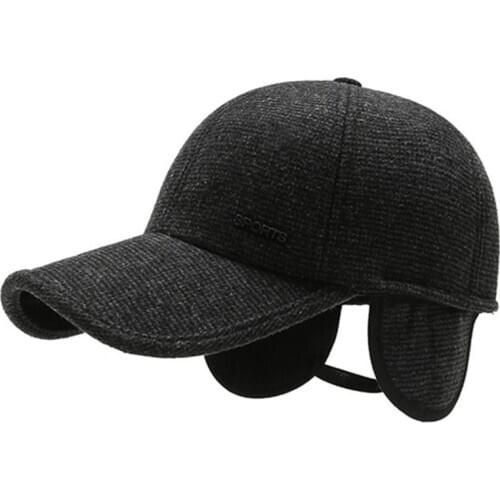 Adjustable Size Mens Embroidery Letters Baseball Caps Thick Warm Winter Earmuffs Hat For Men Sports Cap Snapback Hats Dads Cap