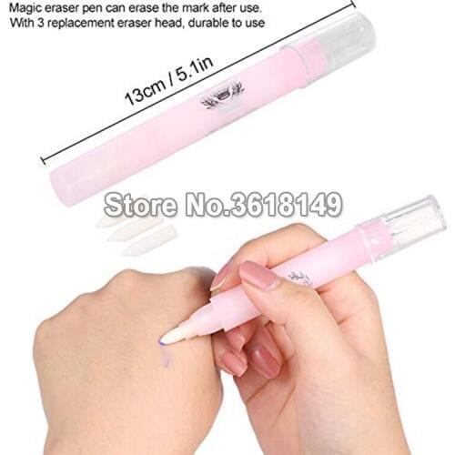 Remove Pen with 3Pcs Brushes for Tattoo Skin Marker Pen Magic Eraser Pen Plastic Surgical Eyebrow Enhancing Defining Tools