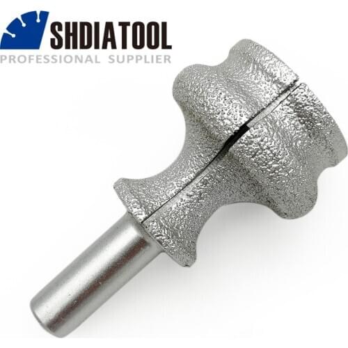 SHDIATOOL No.29 T2 Vacuum Brazed Diamond Router Bits With 1/2" Shank For Stone Cut, Router Cutter Granite Marble edge profiling