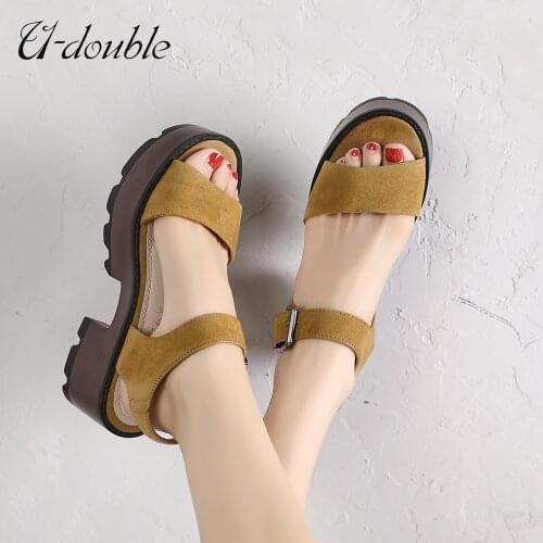 U-DOUBLE Summer Women Casual Shoes Slippers Rome Retro Thick Bottom Open Toe Sandals Beach Slip On Slides Brand Design Sandals