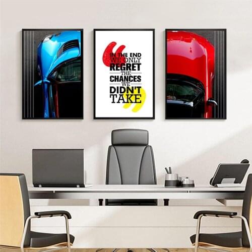 Modern Red Blue Sports Car Poster Canvas Print Painting Wall Art Living Room Home Decoration