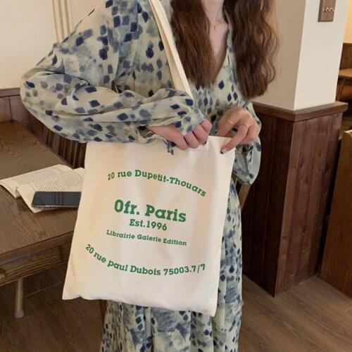 Bags for Women 2021 Fresh and Sweet Simple Shoulder Bag Portable Large-capacity Shopping Bag English Pattern Open Handbags