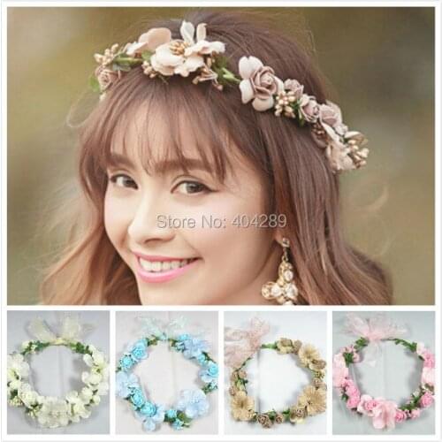 Wedding Bridal Bohemian flower Hair Garland Handmade hairband bridal vintage hair accessories