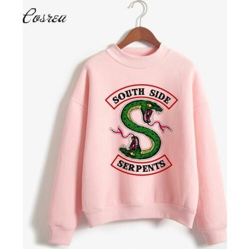Hoody Riverdale Hoodies SOUTH SIDE SERPENTS Riverdale Sweatshirt Turtleneck Pullovers Women Hot TV Show Print Snake Coats