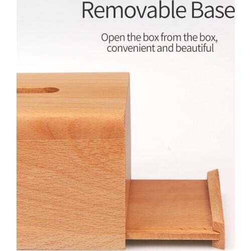 YUSOTAN square shape tissue holder box made of beech whole wood fit for office home hotel small and convenient wood tissue box