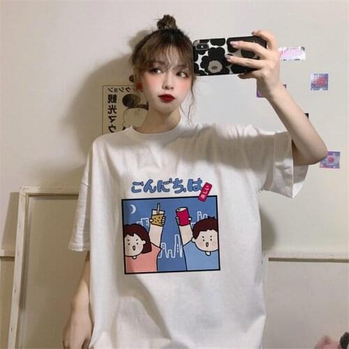 Woman Oversized T-Shirt Plus Fat Blouse Summer 2021 Korean Printing Loose Short-Sleeved T-Shirt Woman Round Neck Top