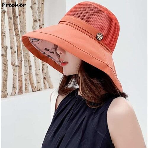 Ladys Summer Beach Big Brim knitting Hat For Female Seaside Travel Hat Sun UV Protection All-match Cool Korean Fisherman Hat