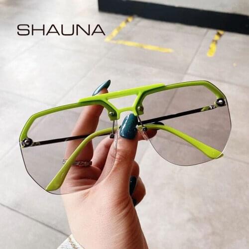 SHAUNA Fashion Half Frames Oversized Women Square Sunglasses Trending Men Anti-Blue Computer Glasses UV400