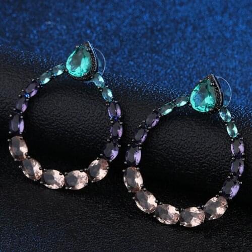 Zlxgirl jewelry full mirco pave zircon copper stud earrings jewelry for womens wedding bridal ears piercings free shipping