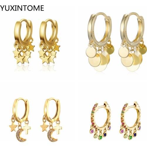 925 Sterling Silver Ear Buckle Hoop Earrings For Women Zircon Circle Round Tassel Earrings Fashion Earrings Jewelry Pendientes