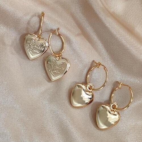 Flatfoosie 2Pair/Set Love Heart Drop Earrings For Women Gold Color Can Open Earring Sets 2020 Fashion Creative Delicate Jewelry
