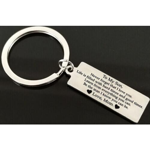 1 PC Letter Engraved Keychain To My Son Never Forget That I Love You Key Chain Bag Pendant Keyring Warm Gifts From Mom Dropship