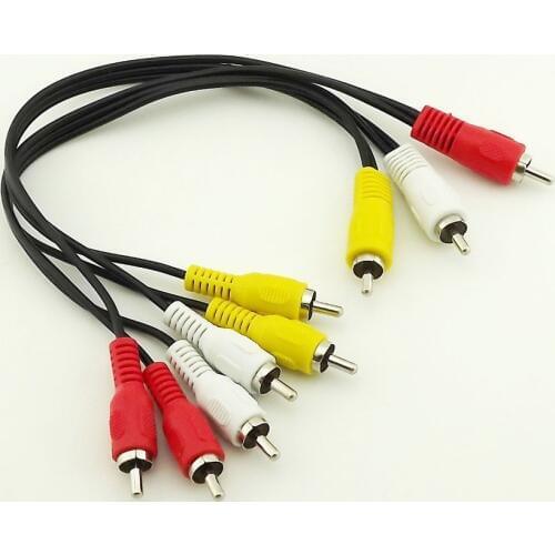 1pcs Composite 3 RCA Male to 6 Male Plug Audio Video Cable Cord Adapter 1FT/30CM