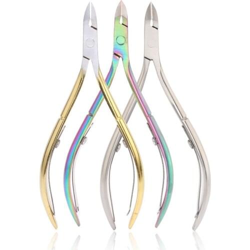 1Pcs Nail Cuticle Cutter Rainbow Dead Skin Scissor Trimmer Remover Clipper Nipper Plier Manicure Nail Art Grooming Tool