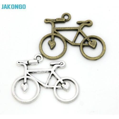 10pcs Vintage Antique Silver Plated Bicycle Bike Charms Beads Pendants for Bracelet Jewelry Making DIY Handmade 23x31mm